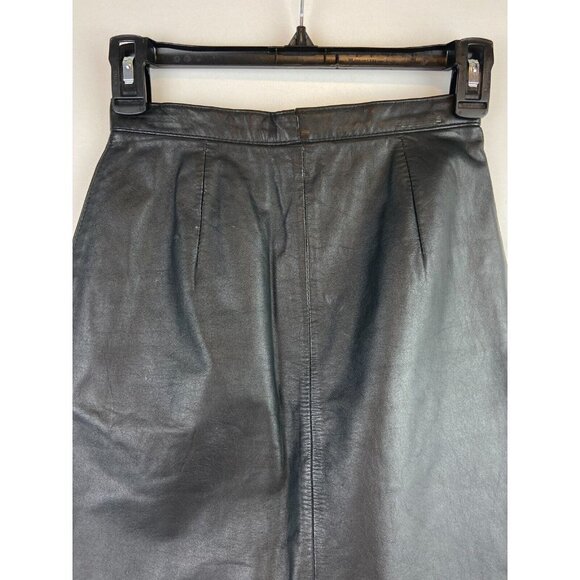 Cosa Nova Women Black Vintage Genuine Leather Skirt Size 5 - Picture 3 of 9